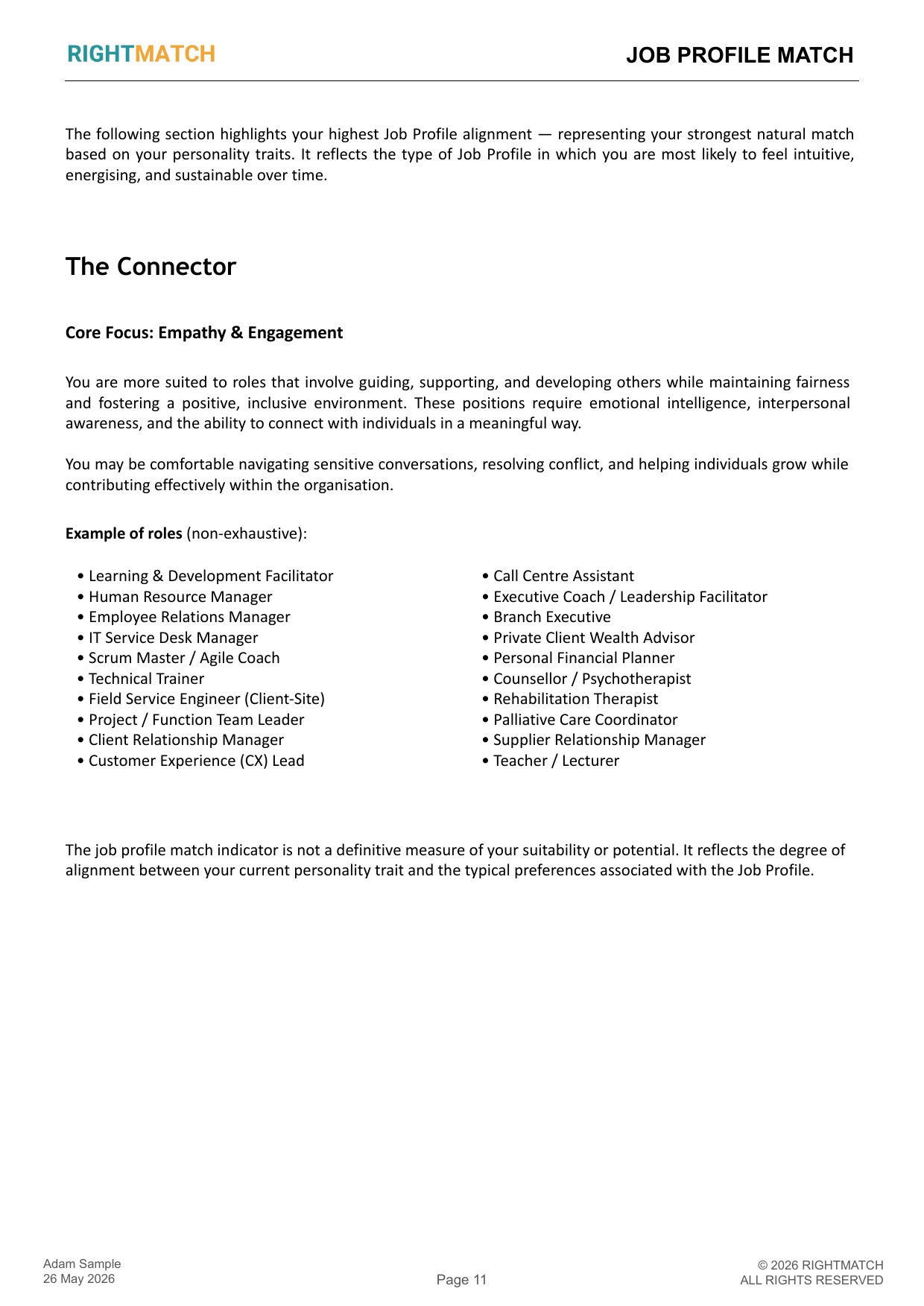 Sample report — Personality Trait Radar